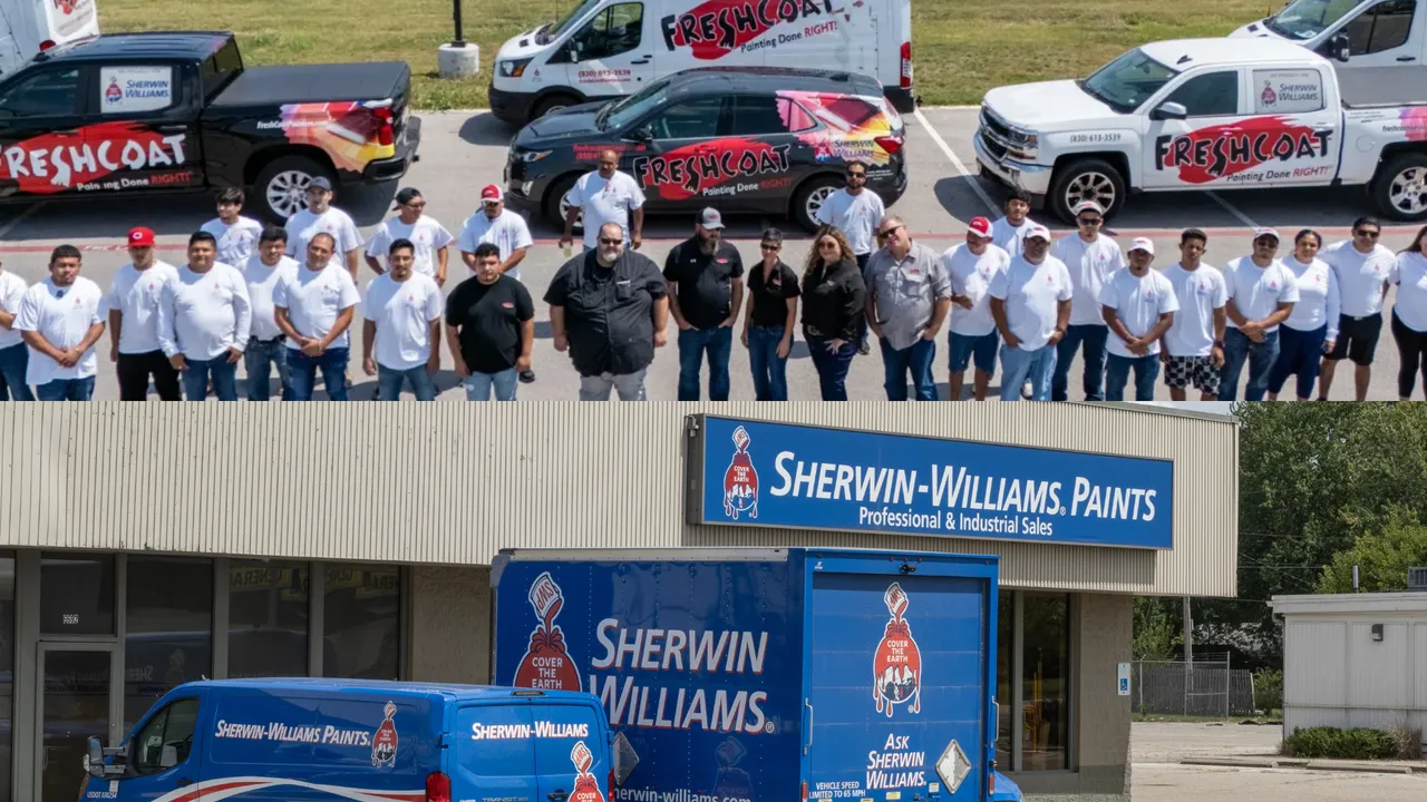 Image with photo of Fresh Coat team and Sherwin-Williams storefront
