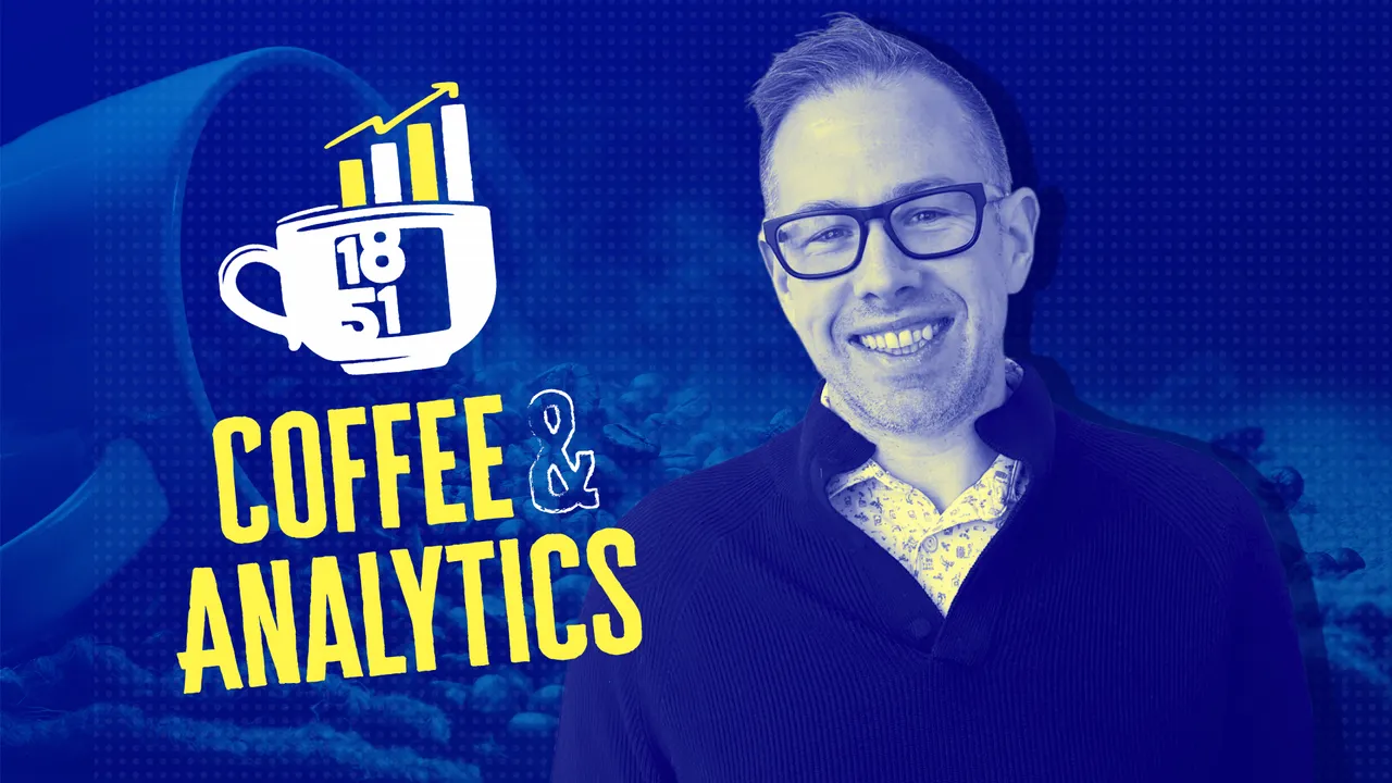Coffee & Analytics graphic with photo of Nick Powills