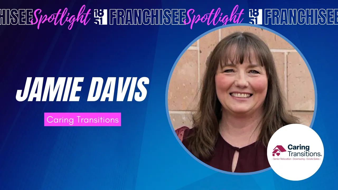 graphic image of a franchisee spotlight jamie davis of caring transitions