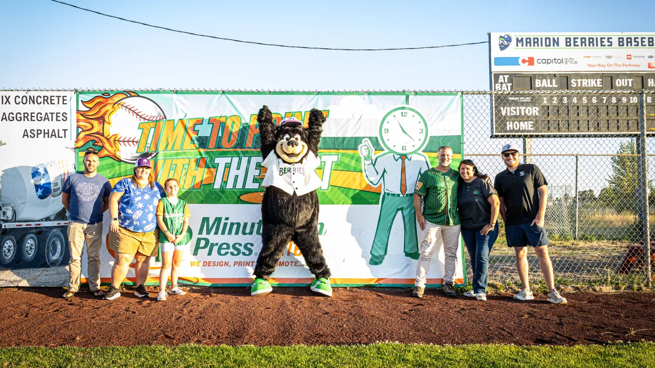 Minuteman Press and Marion Berries day at the ballpark. Photo Credit: Jake DuFault, Marion Berries.