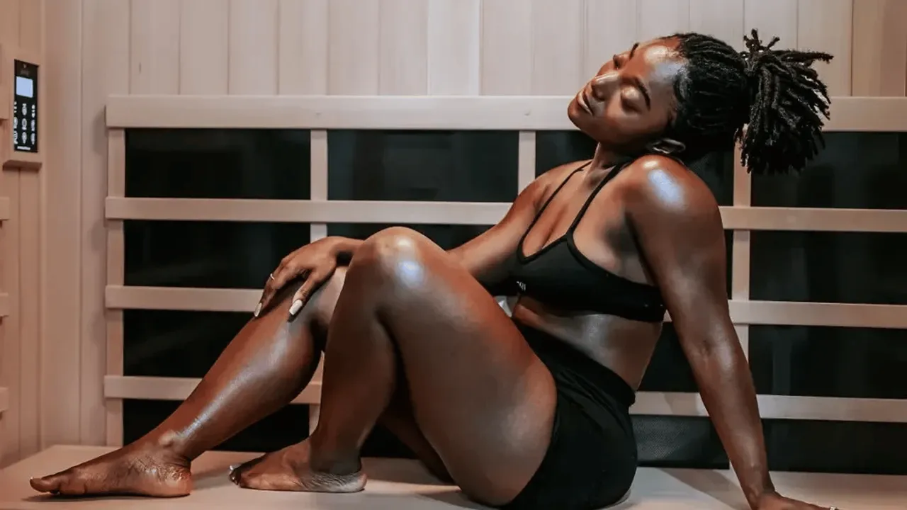 image of a woman in a sweathous sauna 