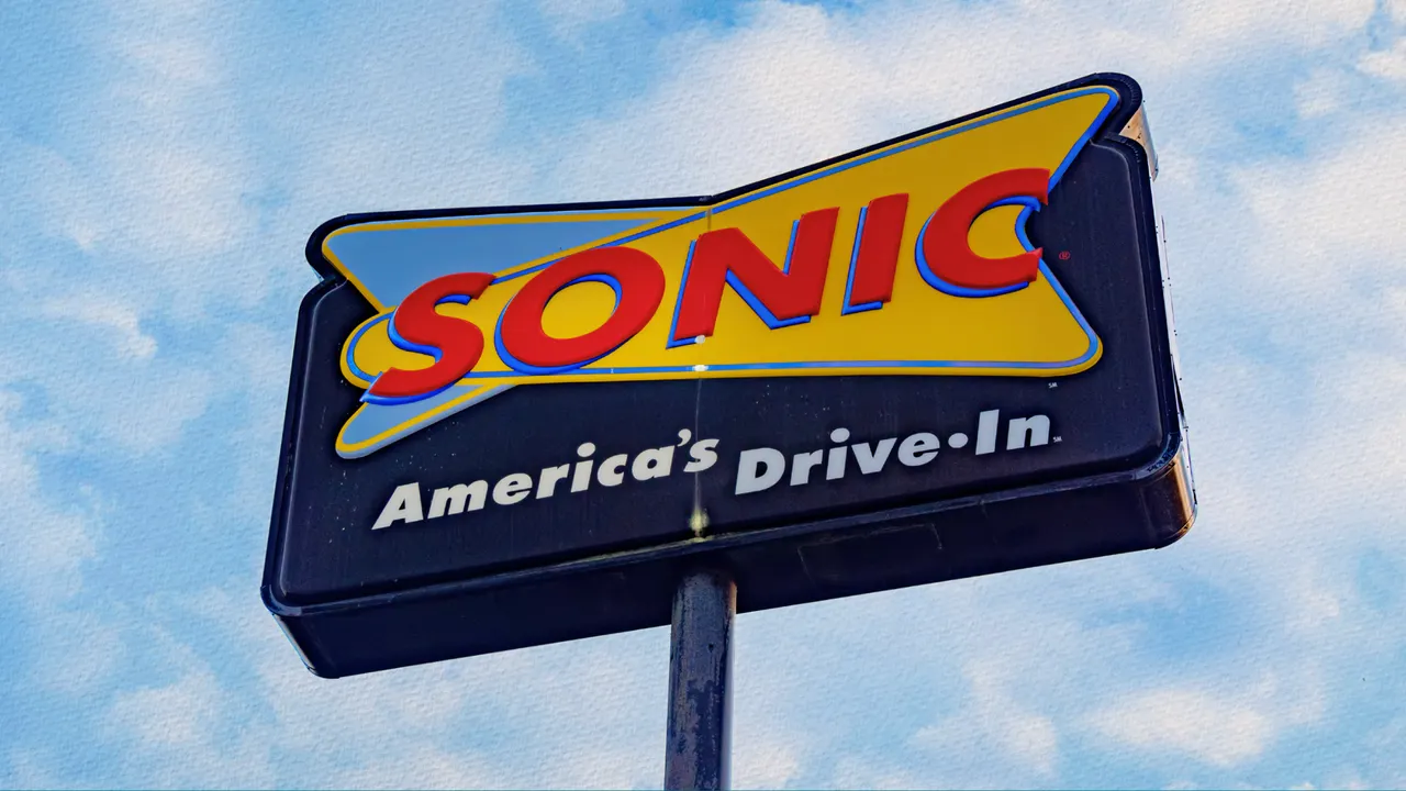 Photo of SONIC franchise logo against blue sky backdrop