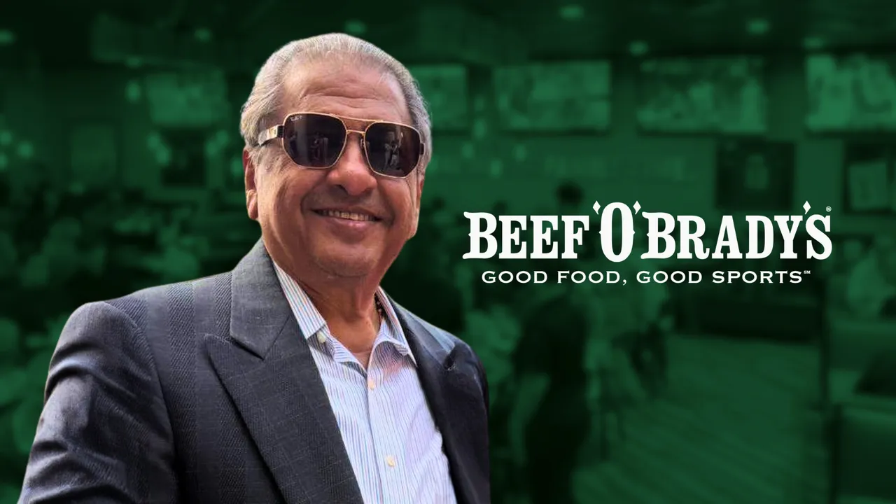 Design with photo of Mangesh Patel, Beef ‘O’ Brady’s