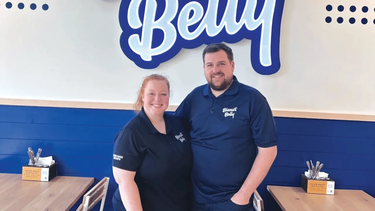 image of andrew and Rachel Adams, franchise owners from Biscuit Belly 