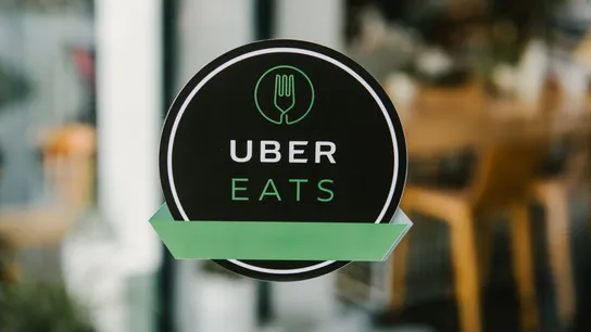 UberEATS sign on a window.
