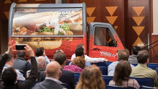 Wayback Burgers, burger franchise, Viddl-it, restaurant delivery, mini food truck