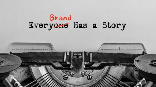 Brand stories - Typewriter typing "Every brand has a story."
