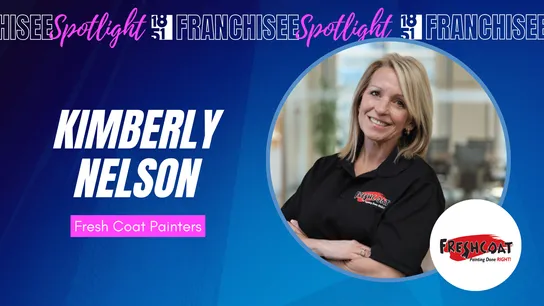 Franchisee spotlight graphic with photo of Kimberly Nelson and Fresh Coat logo