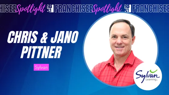 Franchisee spotlight design with photo of Chris Pittner and Sylvan Learning logo