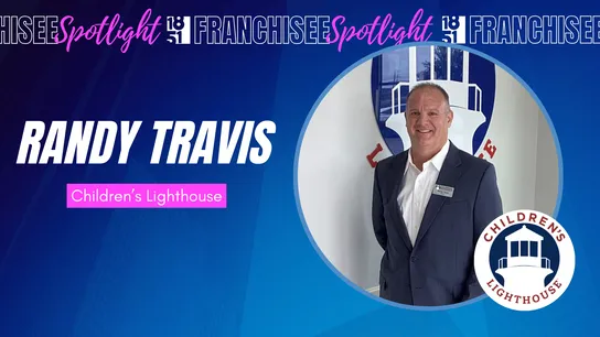 Franchisee spotlight graphic with photo of Randy Travis and Children's Lighthouse logo