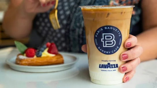 Photo of Paris Baguette iced coffee beverage and pastry