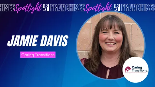 graphic image of a franchisee spotlight jamie davis of caring transitions