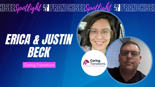graphic image of a spotlight from 1851 franchise with erica and justin beck from caring transitions