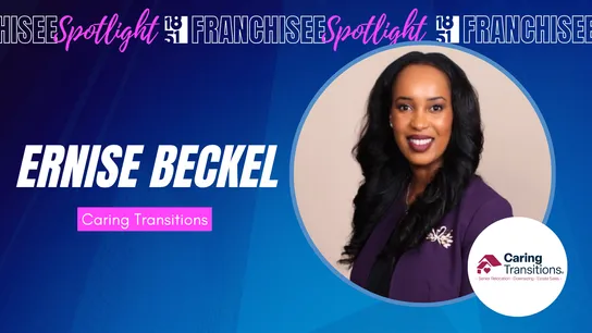 graphic image of a franchisee spotlight for ernise beckel of caring transitions