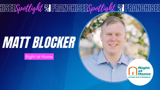 graphic image of a franchisee spotlight Matt Blocker of Right At Home