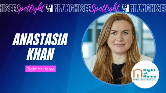 image of franchisee spotlight graphic showing anastasia khan of right at home