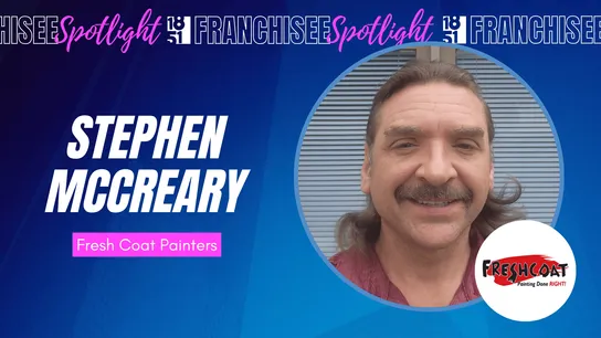 image of franchisee spotlight graphic showing stephen mccreary of  fresh coat painters franchise