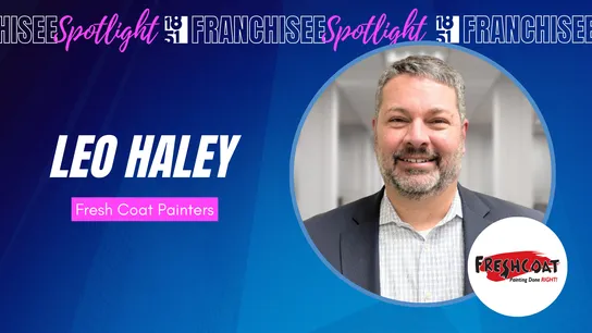 1851 Franchisee Spotlight with photo of Leo Haley and Fresh Coat Painters logo