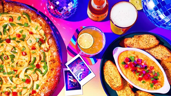 image of mellow mushroom pizza and food options