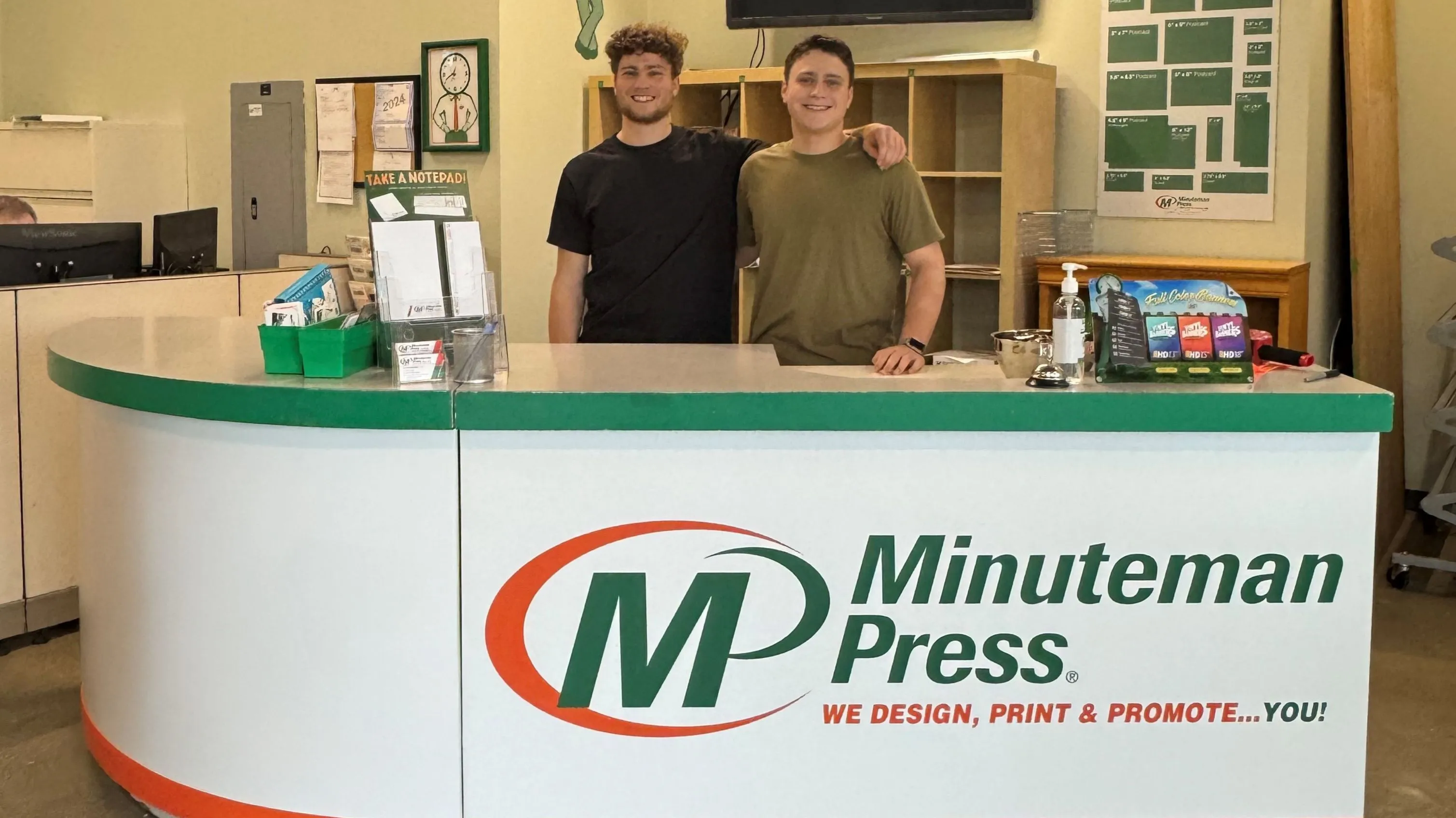 Minuteman Press Franchise Owners & Young Entrepreneurs Niko & Colin Nicoloudakis, N. Seattle, WA.