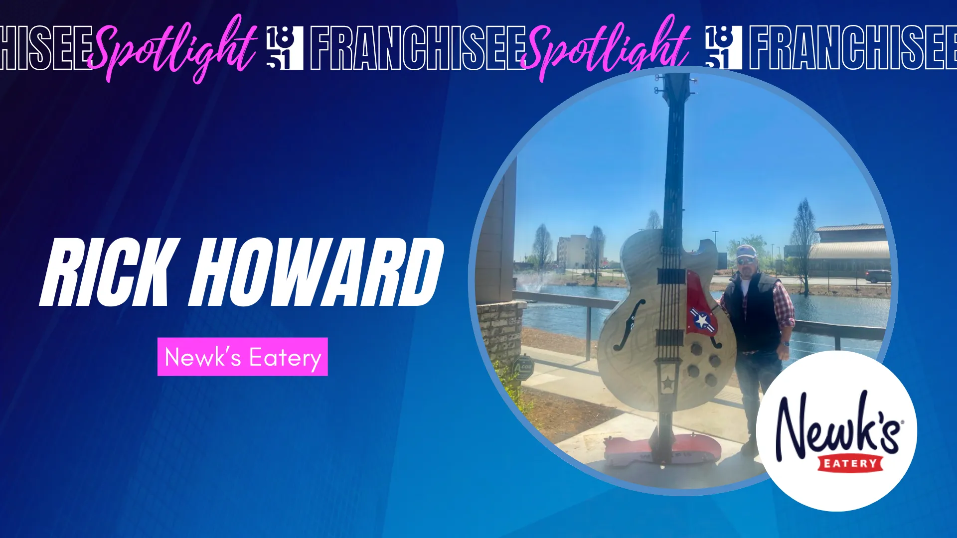Franchisee spotlight graphic with photo of Rick Howard and Newk's Eatery logo