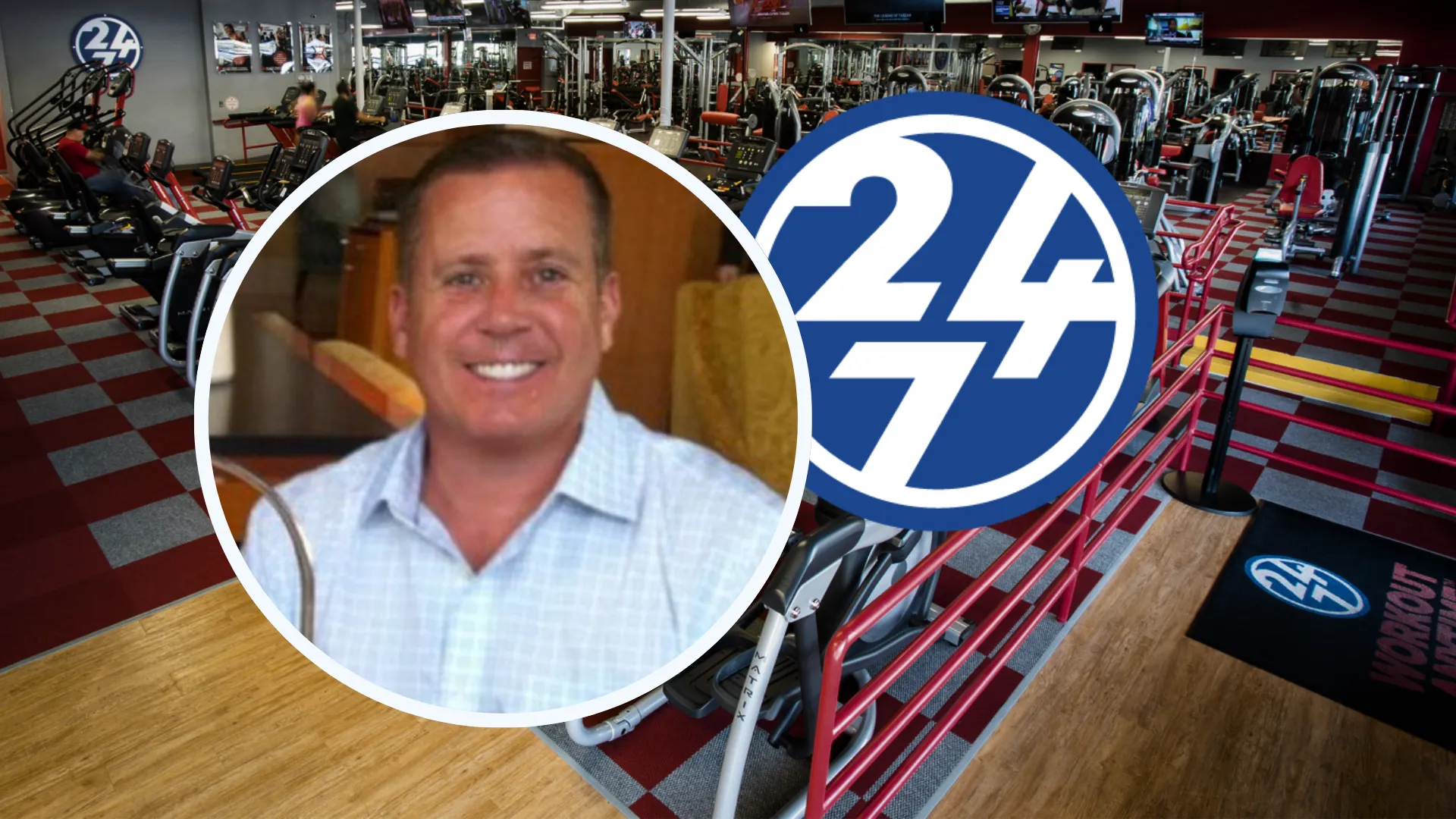 Design with Workout Anytime logo and photo of Larry Brayman
