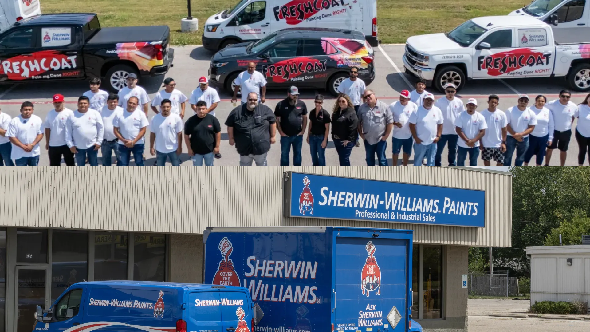 Image with photo of Fresh Coat team and Sherwin-Williams storefront