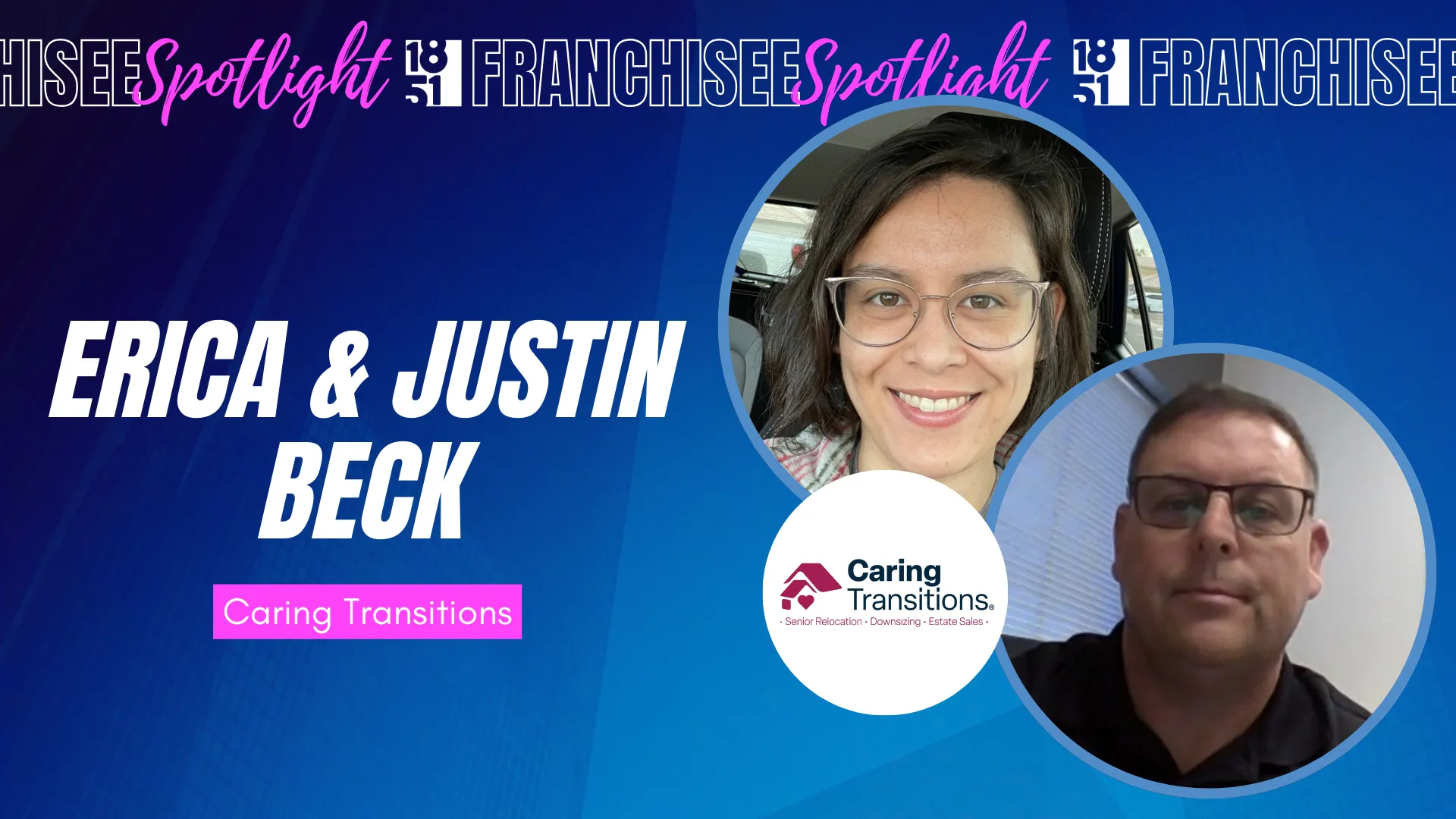 graphic image of a spotlight from 1851 franchise with erica and justin beck from caring transitions