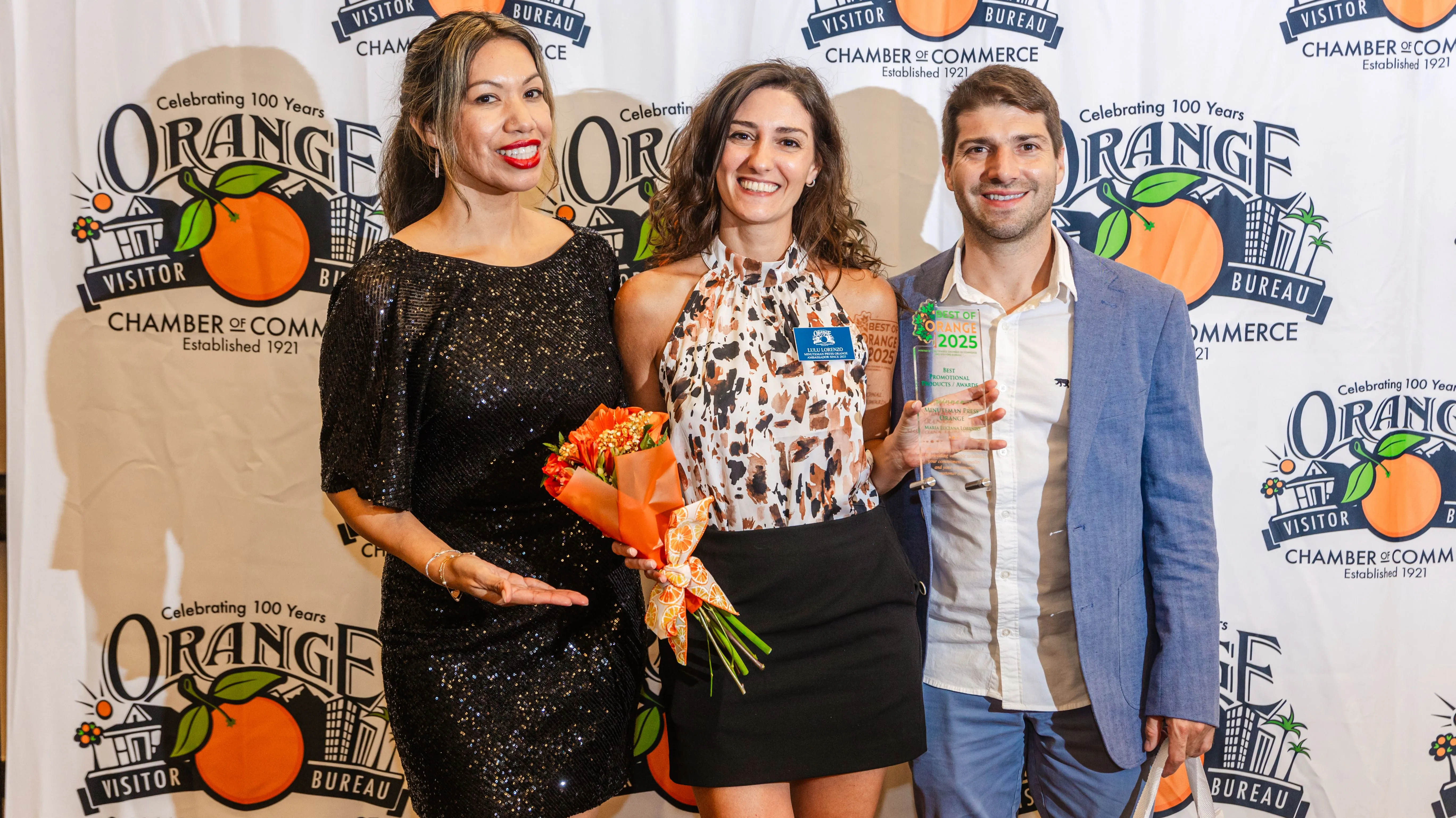 Minuteman Press Franchise Owner Luciana Lorenzo (center) at the 2025 Best of Orange Awards event.