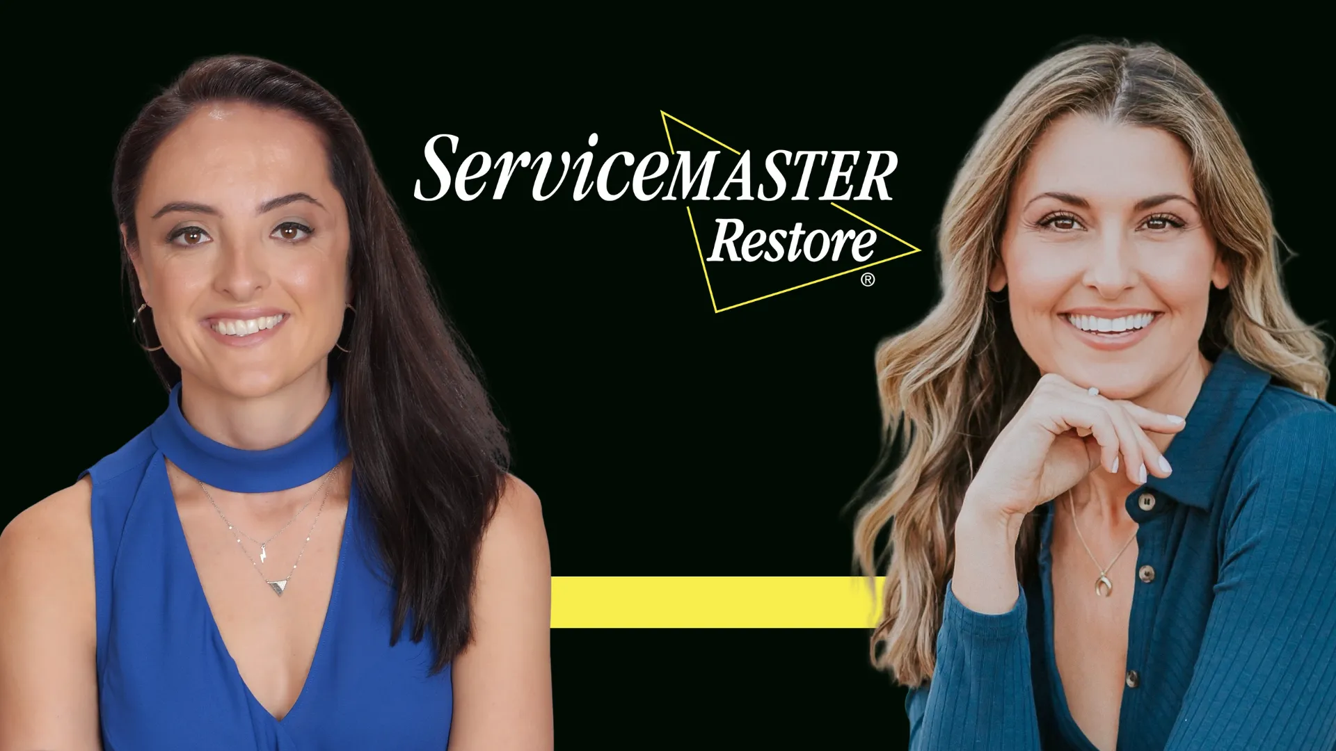 Photo of Monarch Weather founders Crystal Egger & Kathryn Prociv with ServiceMaster Restore logo