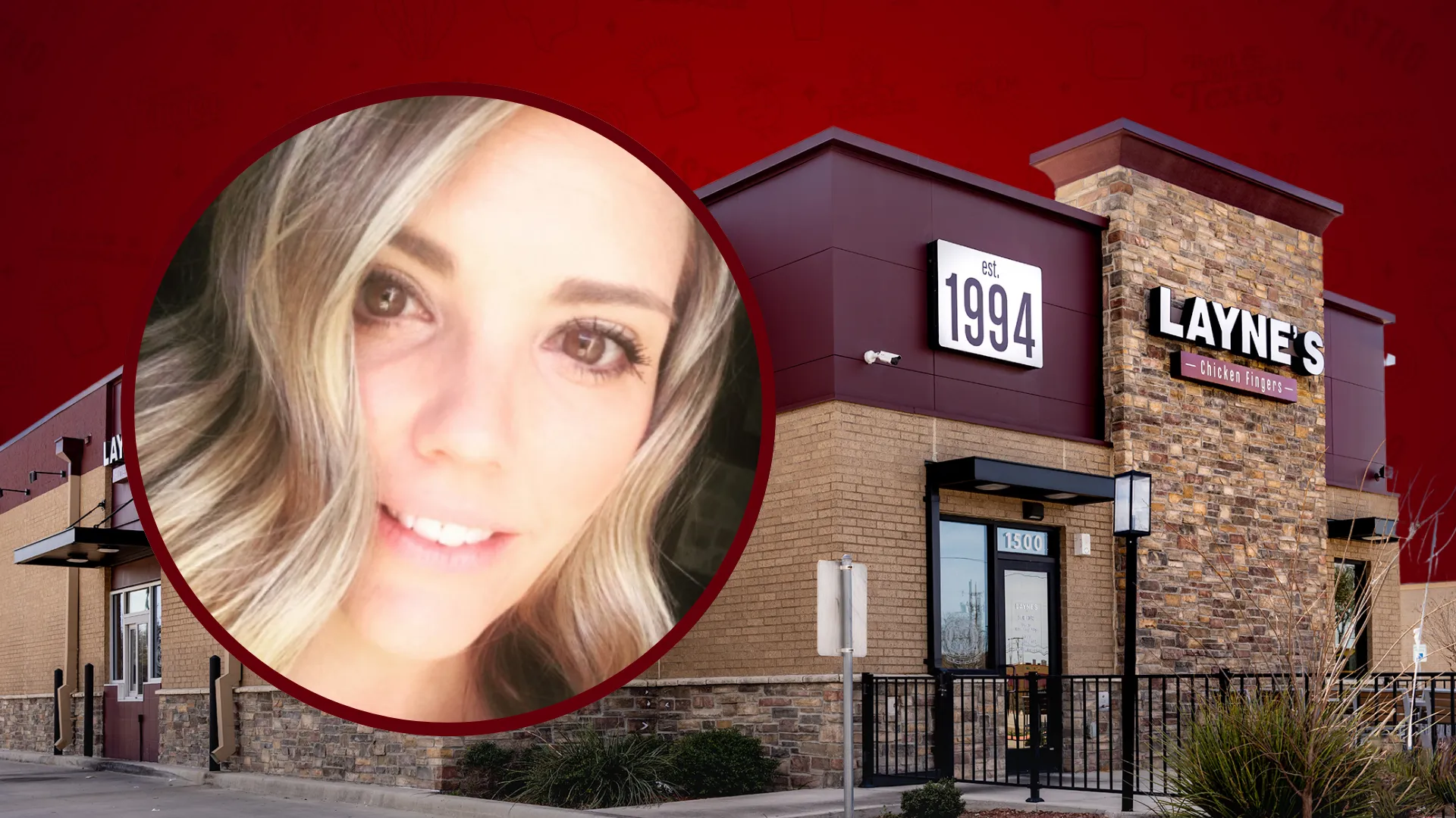 Natalie Hurley headshot and Layne's Chicken Fingers restaurant