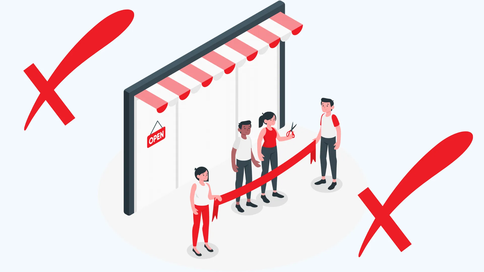 BooXkeeping design with people standing in front of business