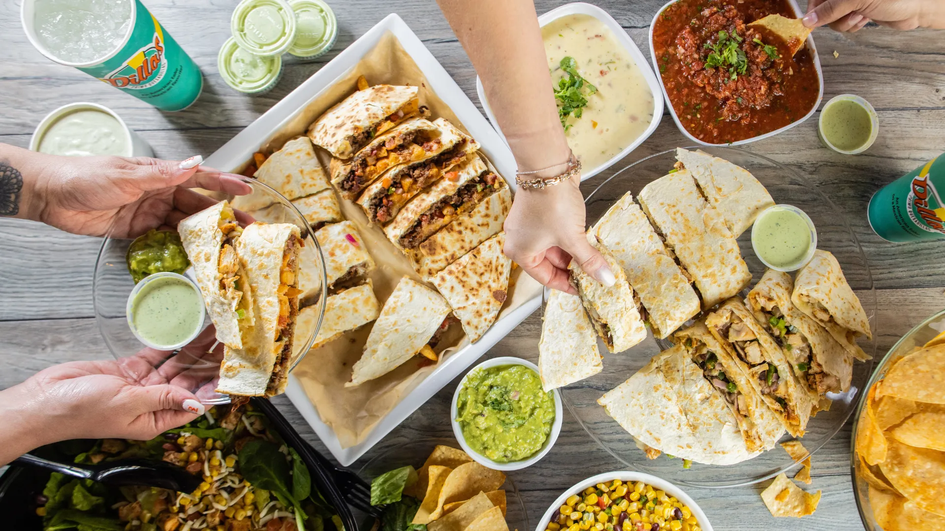 Photo of Dillas Primo Quesadillas, salsa, guacamole and drinks