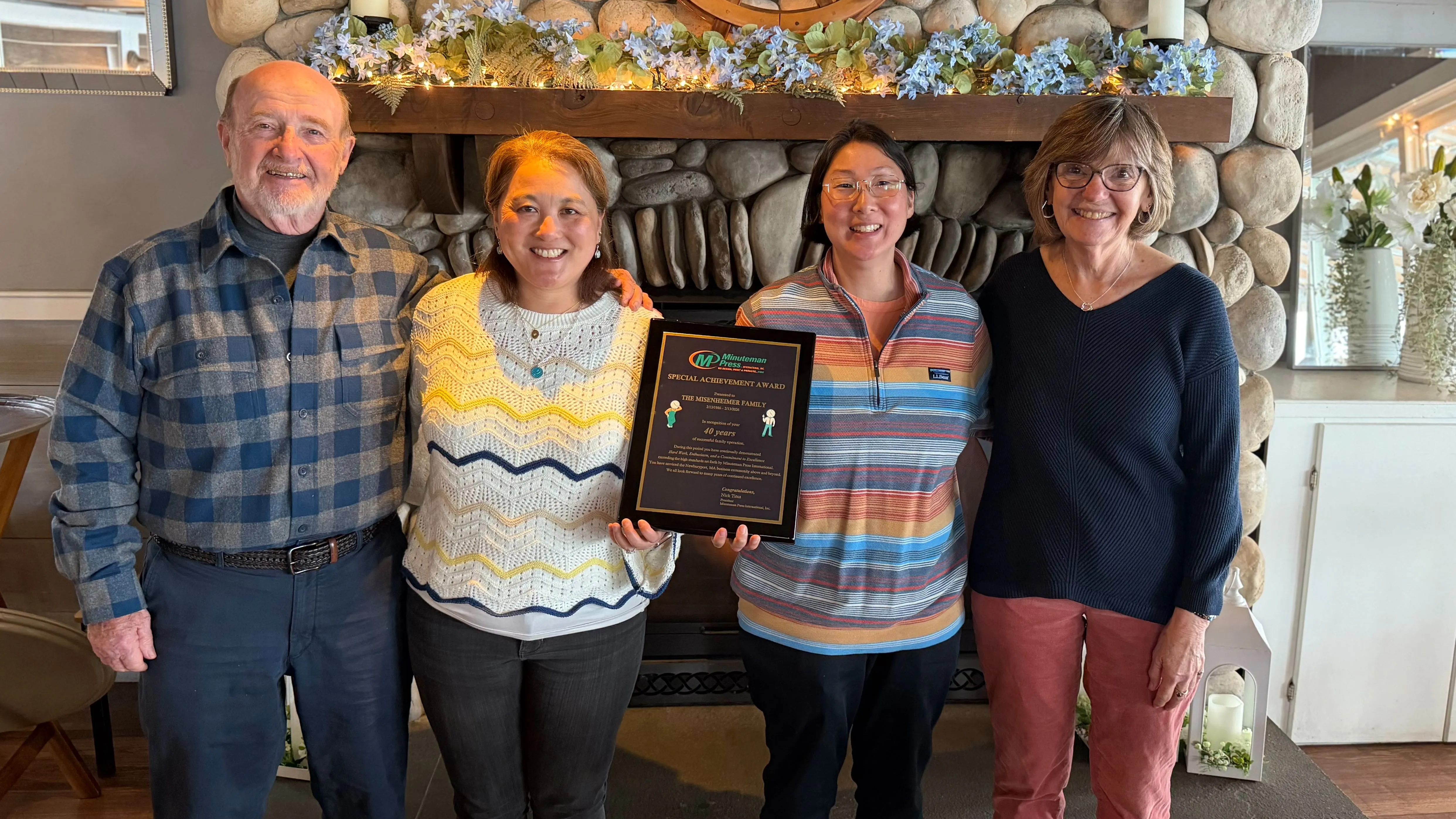 The Misenheimer Family celebrates 40 years for their Minuteman Press franchise in Newburyport, MA.
